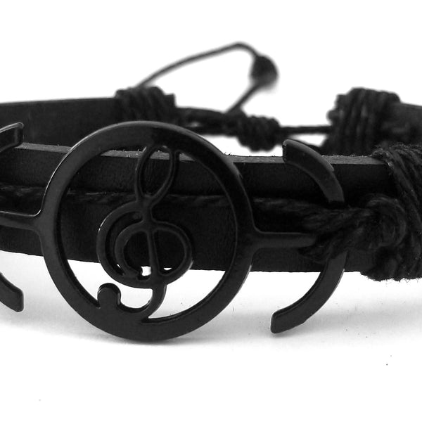 Musical G Clef Black Bracelet