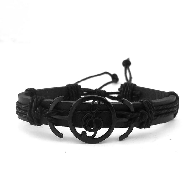Musical G Clef Black Bracelet