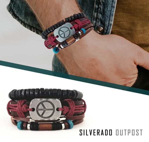 Peace Leather Bracelet Set - Multi