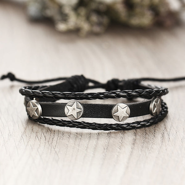 Feather Multilayer Leather Bracelet Set - Silverado Outpost