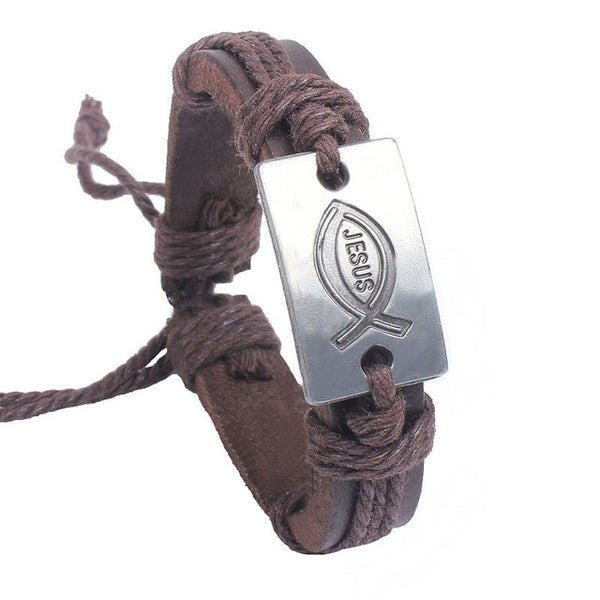Jesus Leather Bracelet - Silverado Outpost