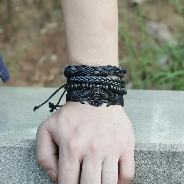 Pirate/Skull Multilayer Bracelet Set - Silverado Outpost