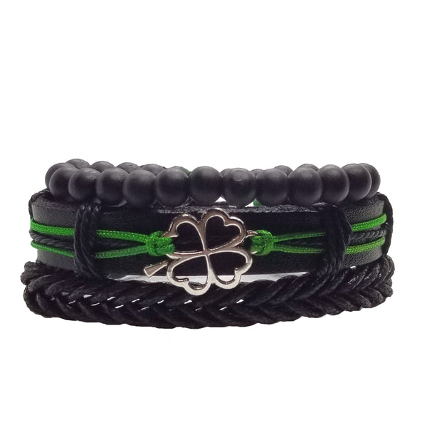 Four Leaf Clover Bracelet Set - Green
