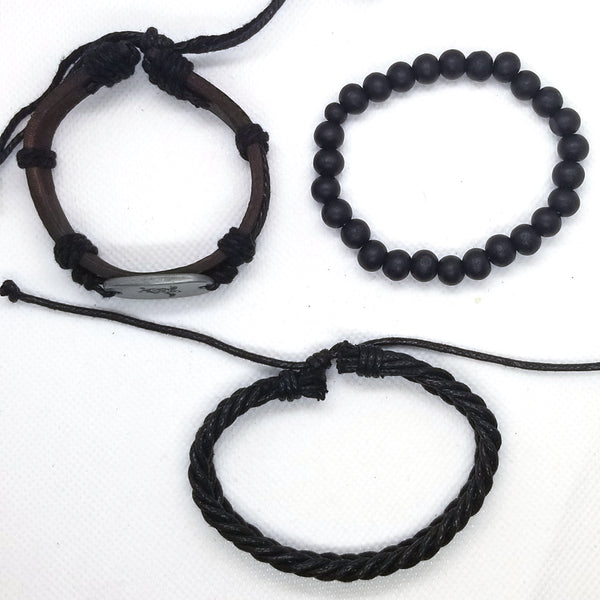Turtle Peace Bracelet Set - Black