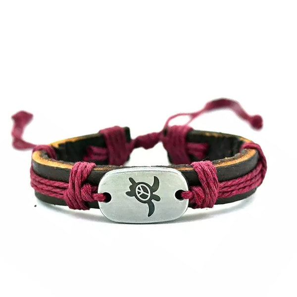 Turtle Peace Bracelet Set - Red