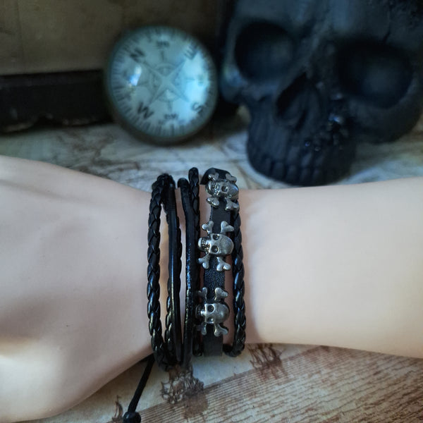 Simple Crossbones Bracelet Set