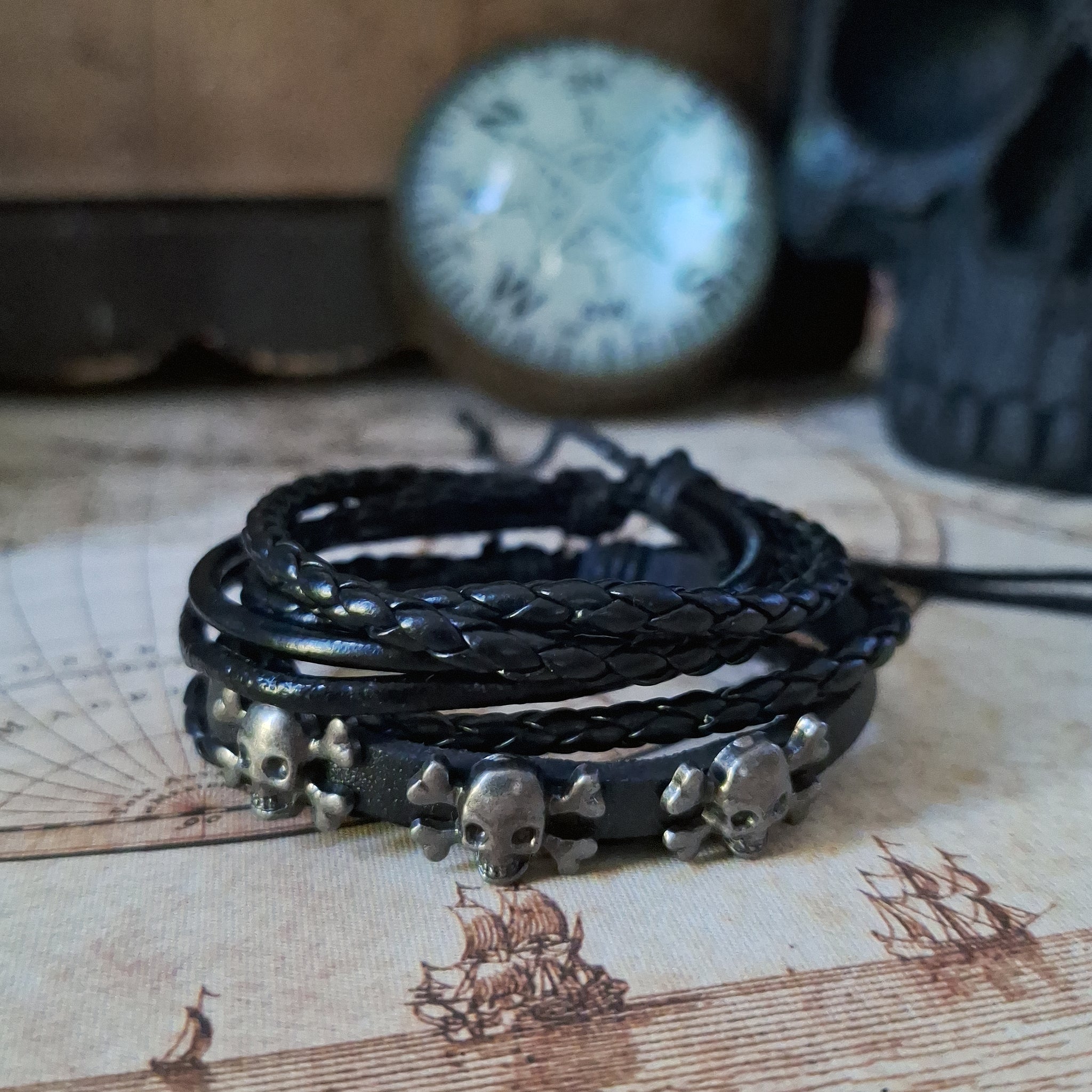 Simple Crossbones Bracelet Set