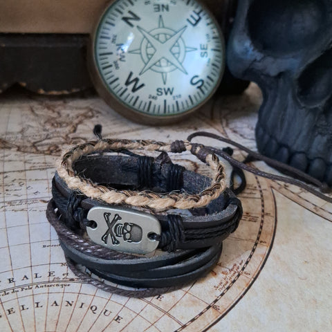 Pirate Crossbones Bracelet Set