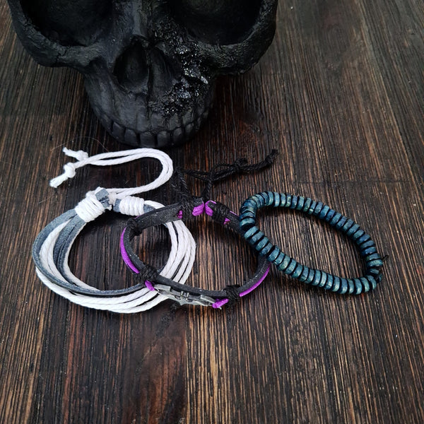 Bat Bracelet Set (Gothic Stripes)