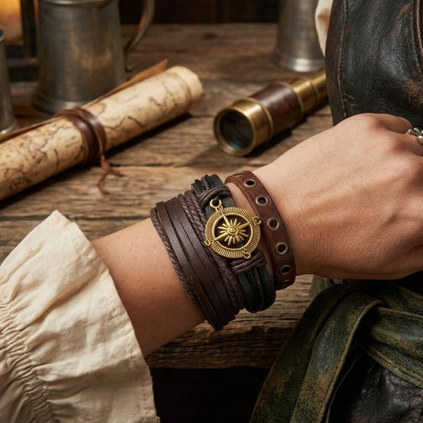 Pirate Rose Compass Bracelets (Gold)