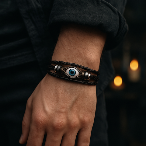 Evil Eye Leather Bracelet