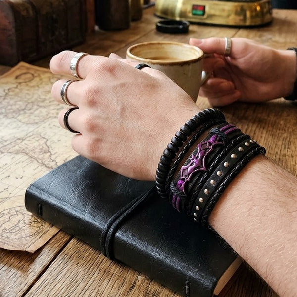 Bat Bracelet Set - Purple