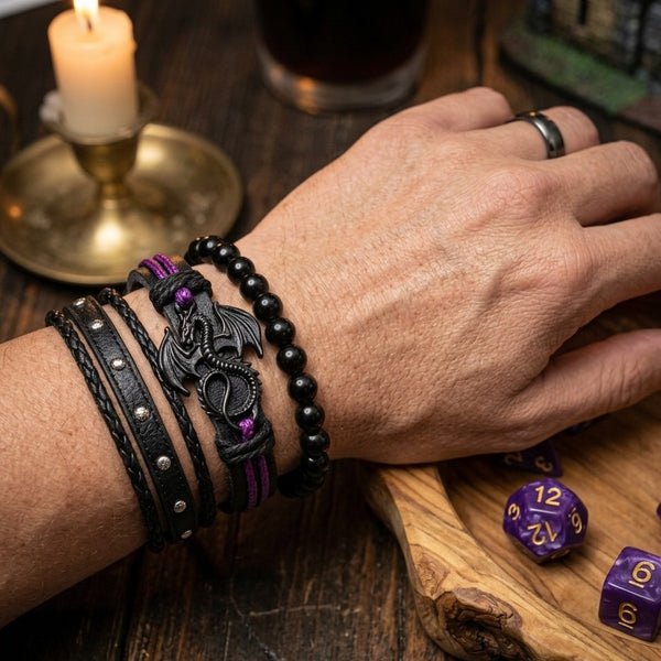Purple Fantasy Dragon Wrist Stack