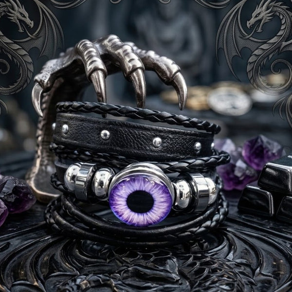 Purple Dragon Eye Bracelet Stack