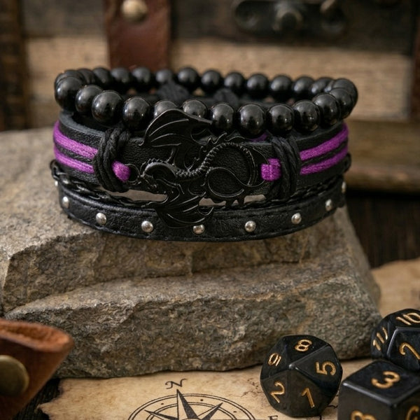 Purple Fantasy Dragon Wrist Stack