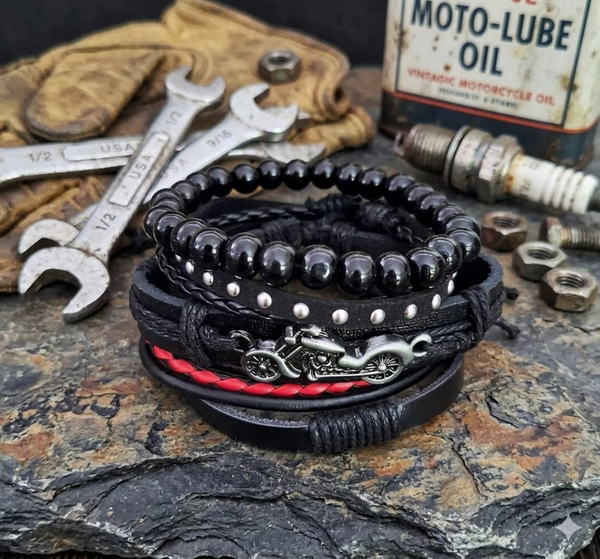 Vintage Motorcycle Wrist Stack