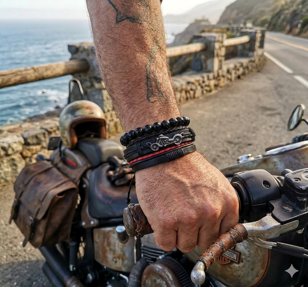 Vintage Motorcycle Wrist Stack