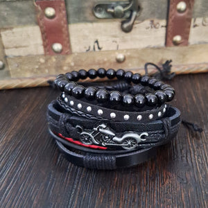 Motorcycle Bracelet Set Red