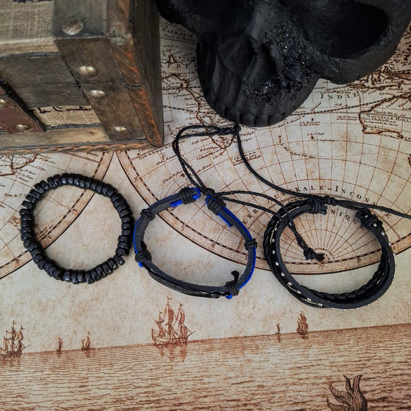 Blue Raven Feather Bracelet Set