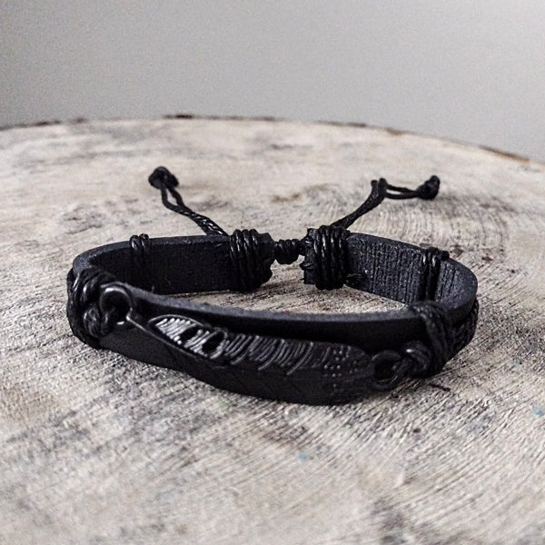 Feather Bracelet Set - Black