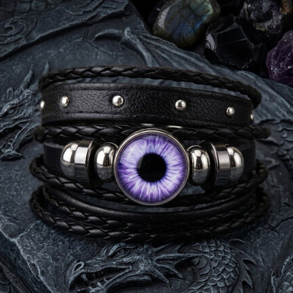 Purple Dragon Eye Bracelet Stack