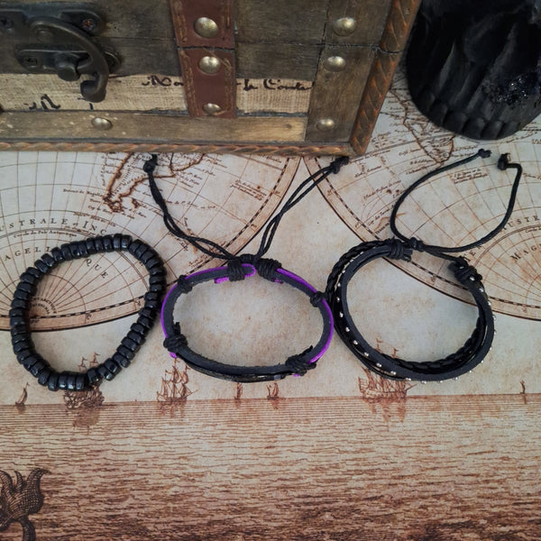 Raven Feather Bracelet Set