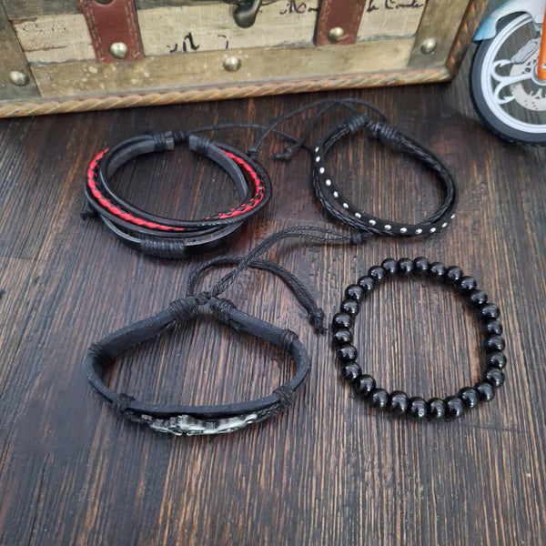 Motorcycle Bracelet Set Red