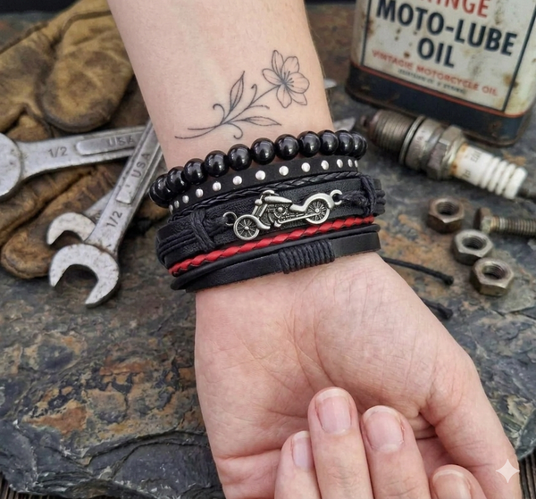Vintage Motorcycle Wrist Stack