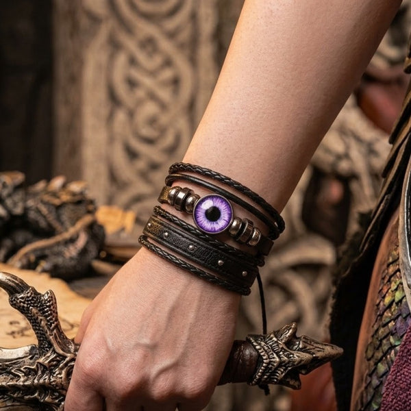 Purple Dragon Eye Bracelet Stack