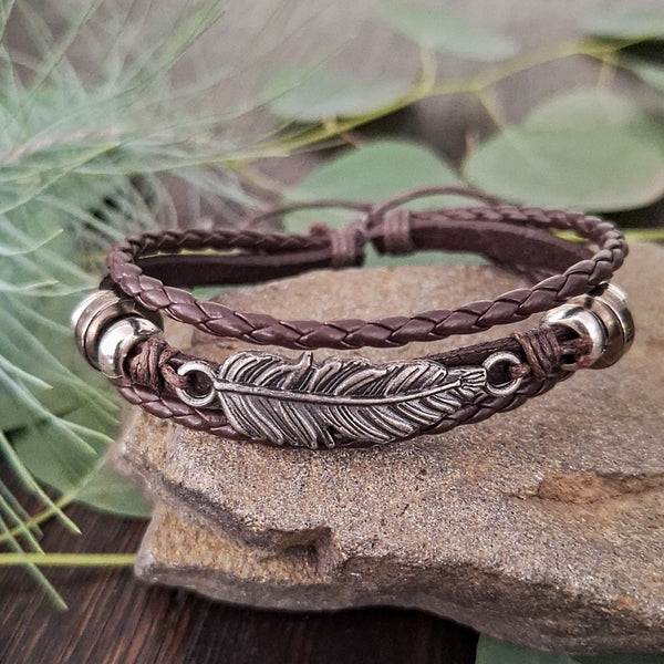 Native American Feather Bracelet Set