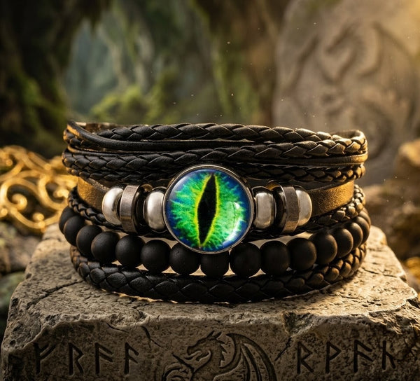 Gothic Dragon Bracelet Set - Green Blue