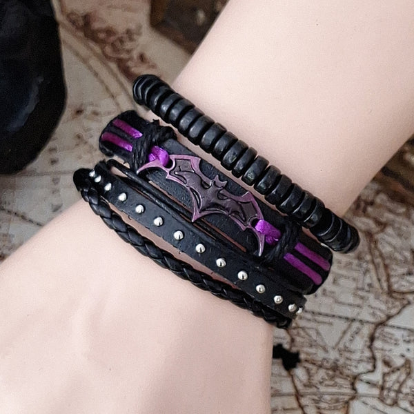 Bat Bracelet Set - Purple