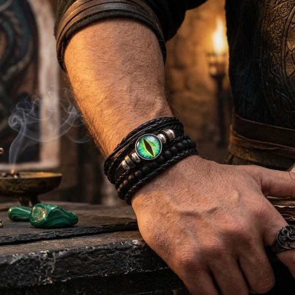 Gothic Dragon Bracelet Set - Green Blue