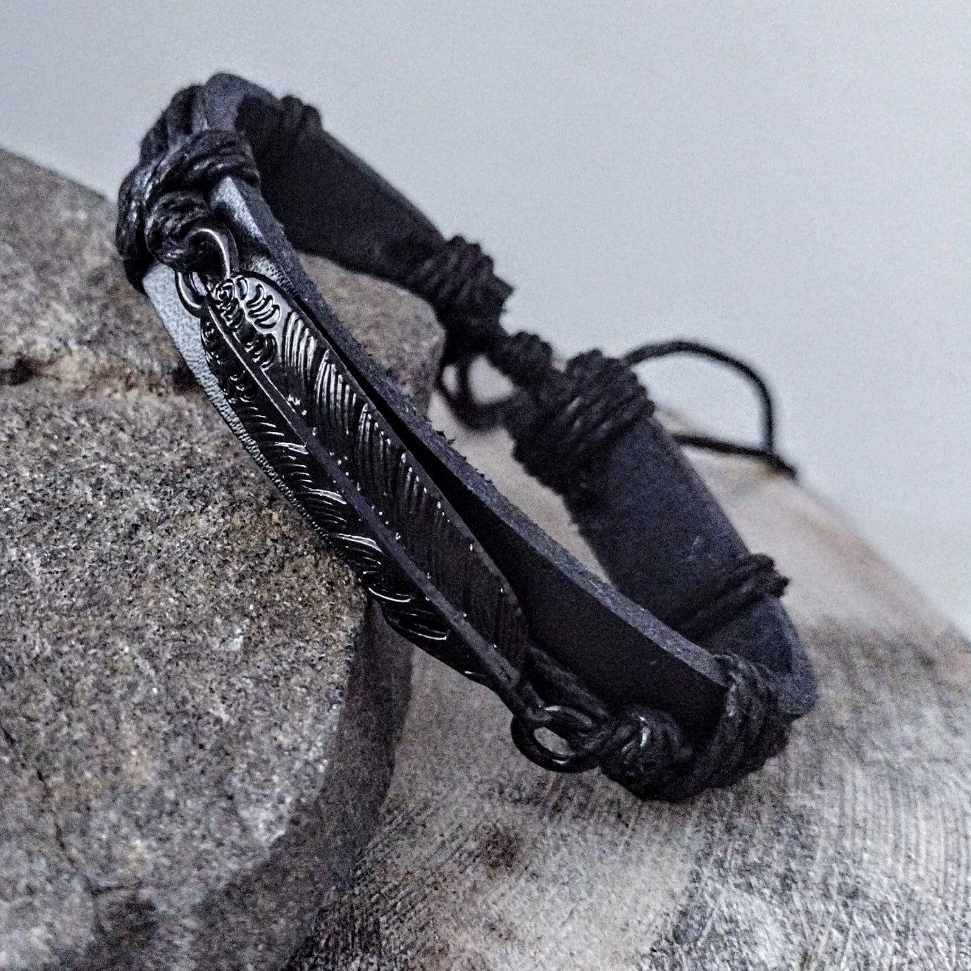 Simple Black Feather Bracelet