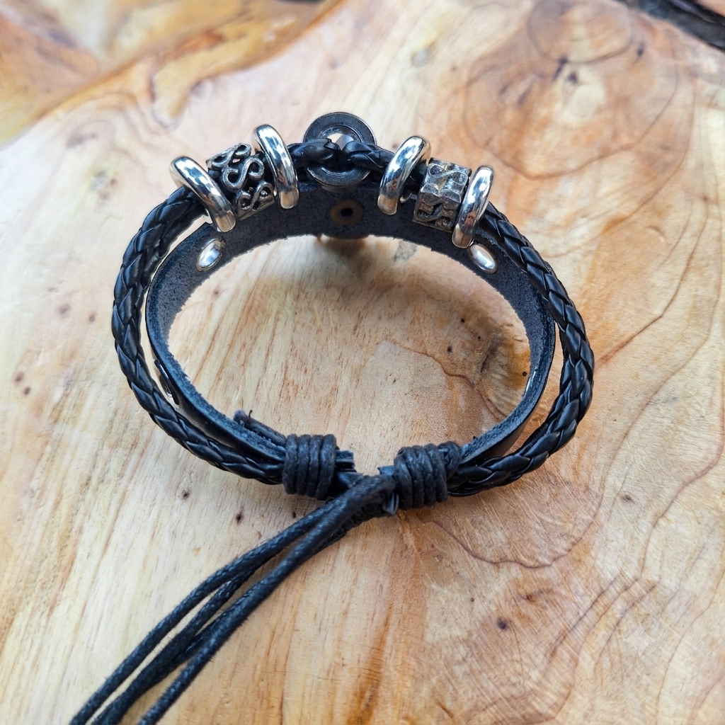 Skull Leather Bracelet | Silverado Outpost