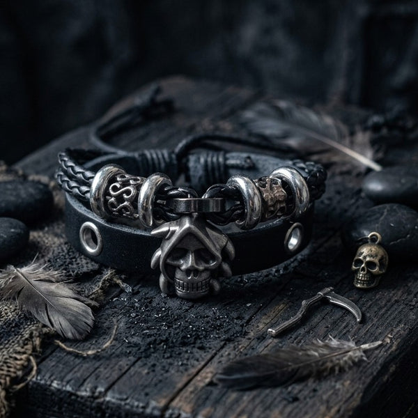 Grim Reaper Skull Bracelet Set