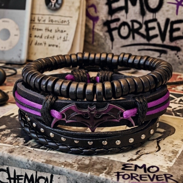 Bat Bracelet Set - Purple