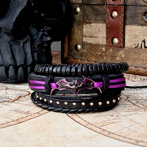 Bat Bracelet Set - Purple