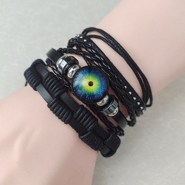 Mystical Dragon Eye Bracelet Set - black
