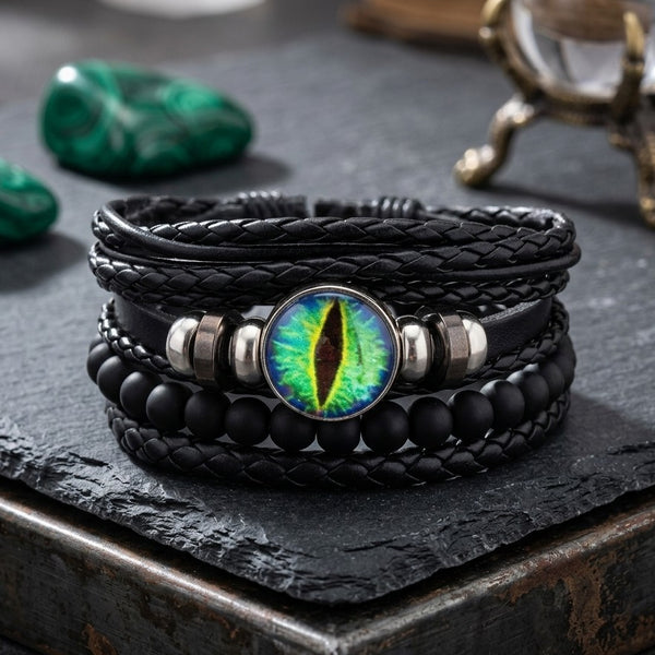 Gothic Dragon Bracelet Set - Green Blue