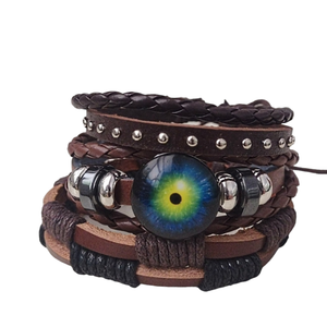 Mystical Dragon Eye Bracelet Set - brown