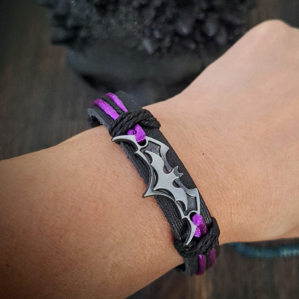 Bat Bracelet Set (Gothic Stripes)