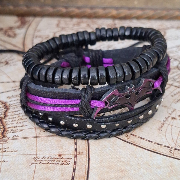 Bat Bracelet Set - Purple