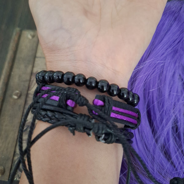 Blue Raven Feather Bracelet Set