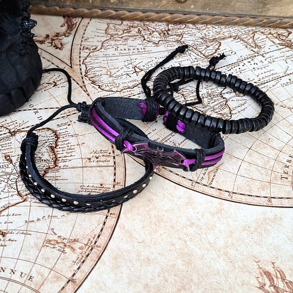 Bat Bracelet Set - Purple