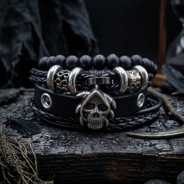 Grim Reaper Skull Bracelet Set