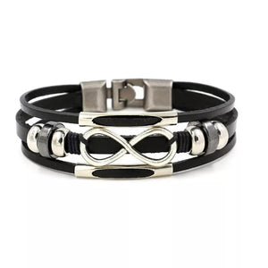Infinity Leather Bracelet - Black