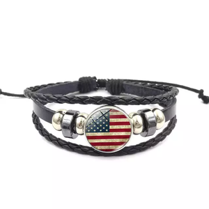USA Flag Leather Bracelet