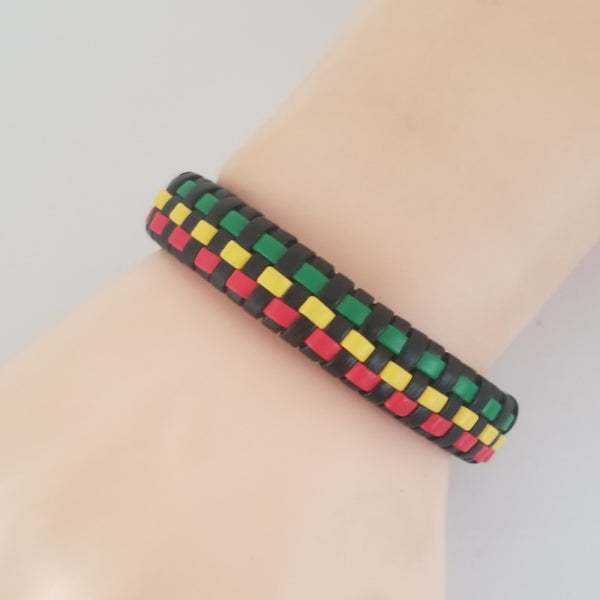 Green/Yellow/Red Checkered Bracelet