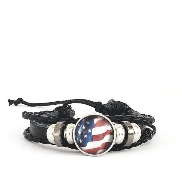 American Flag Leather Bracelet
